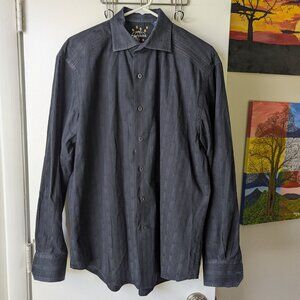 Robert Graham Black Button Down Long Sleeve Men's Shirt Size Large